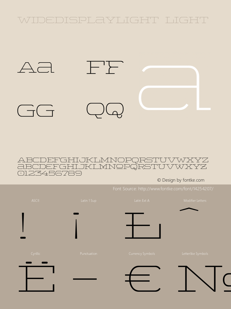 WideDisplayLight Light Version 001.001 ;com.myfonts Font Sample