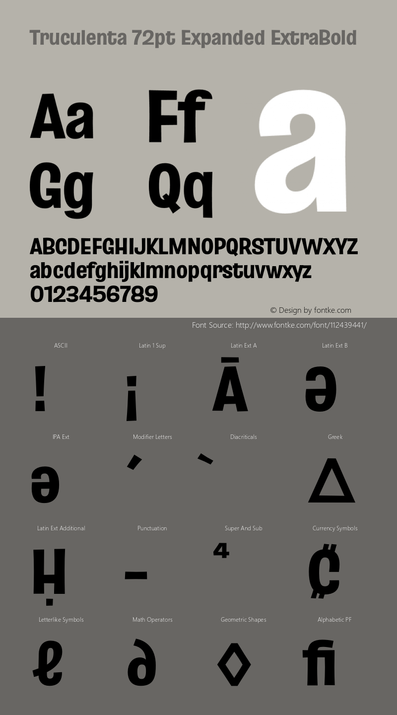 Truculenta 72pt Expanded ExtraBold Version 1.002 Font Sample