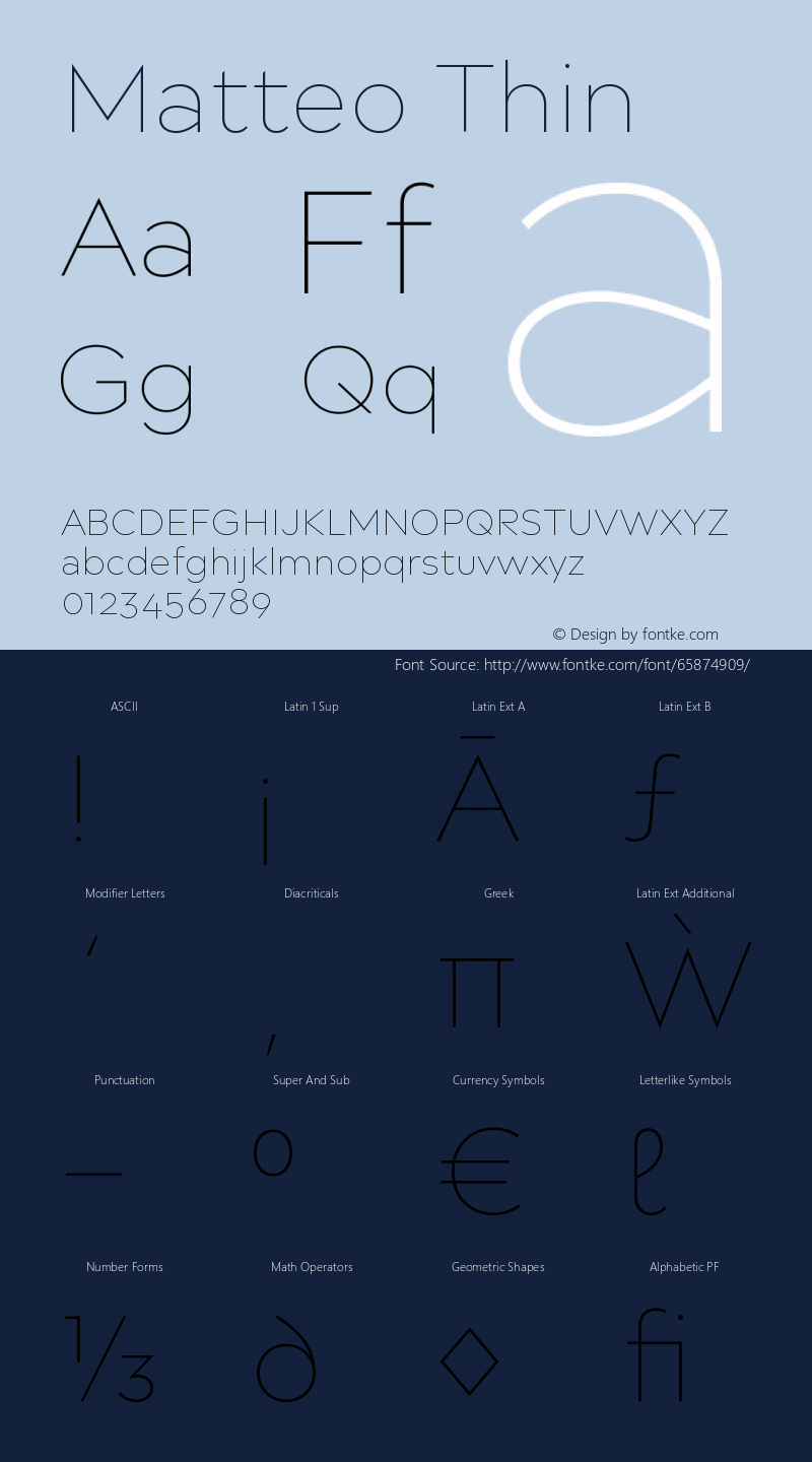 Matteo Thin Version 1.0 Font Sample