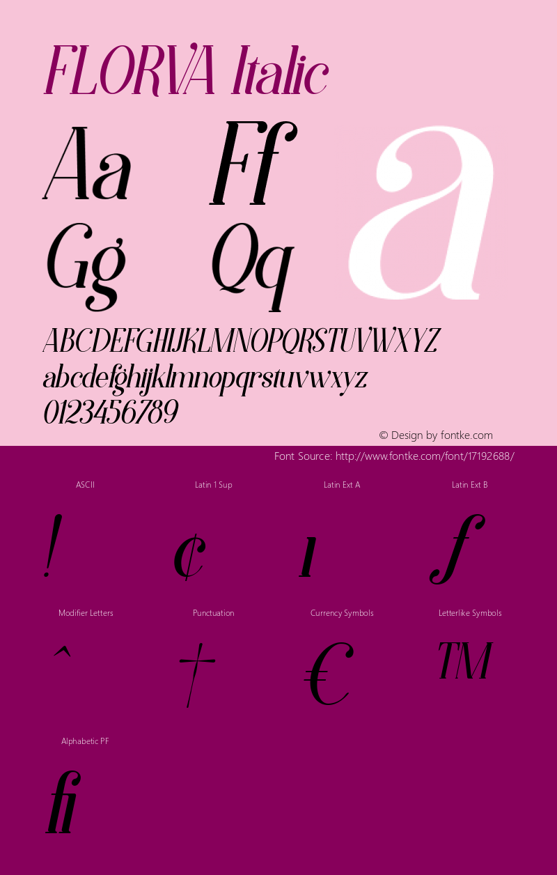 FLORVA Italic Version 1.000 Font Sample