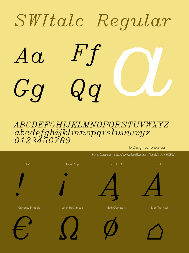 SWItalc Version 6.003 Font Sample