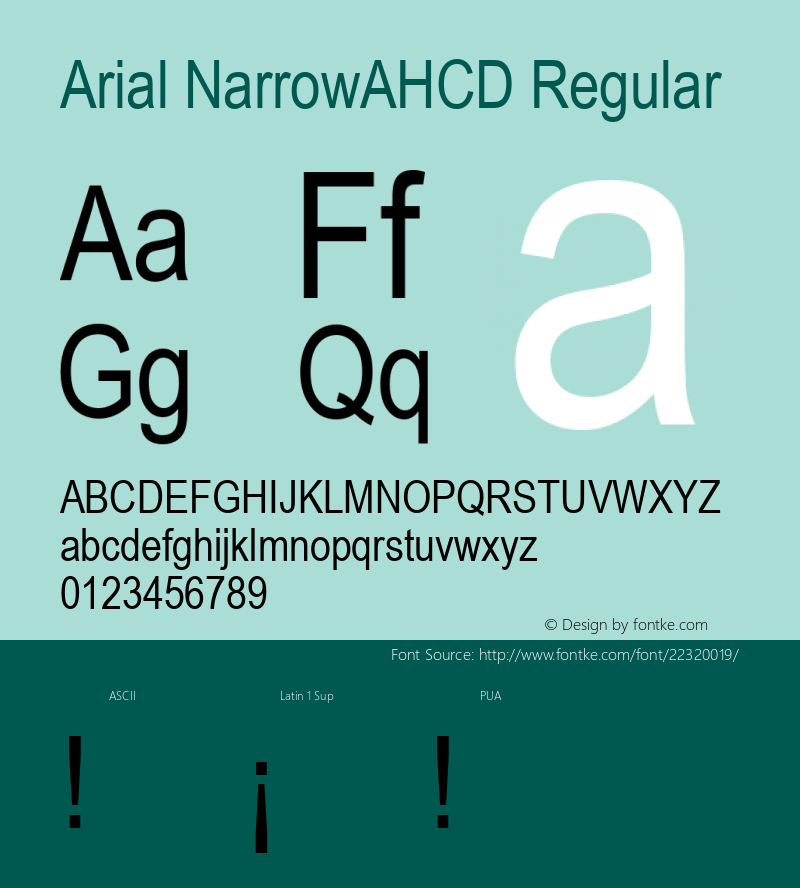 Arial NarrowAHCD Version 1.0 - September 1995 Font Sample