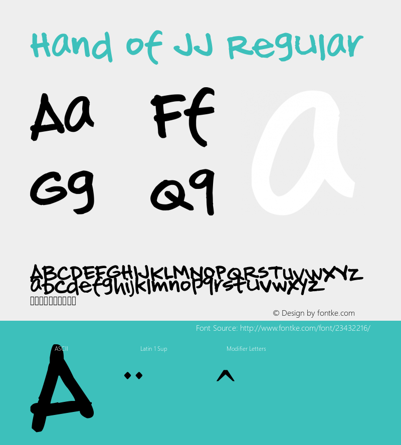 Hand of JJ Version 1.00 December 6, 2013, initial release, www.yourfonts.com Font Sample