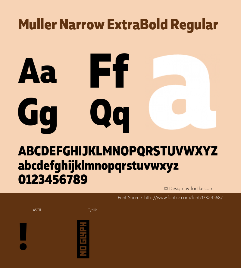 Muller Narrow ExtraBold Regular Version 1.000;PS 001.000;hotconv 1.0.88;makeotf.lib2.5.64775; ttfautohint (v1.4.1) Font Sample