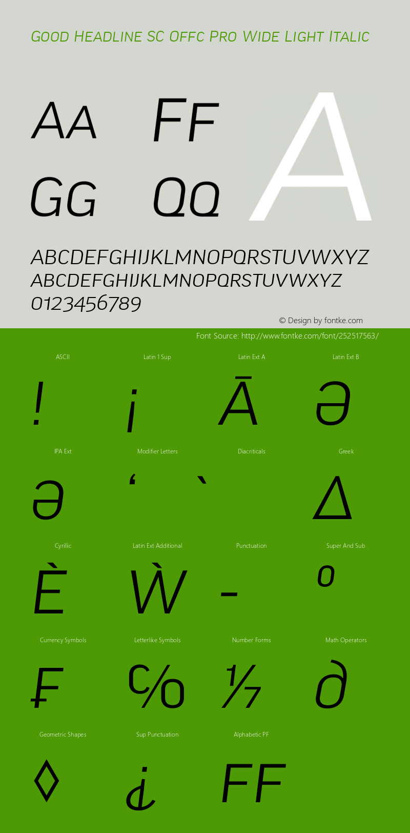 Good Head SC Offc Pro Wide Light Italic Version 7.504; 2010; Build 1022图片样张