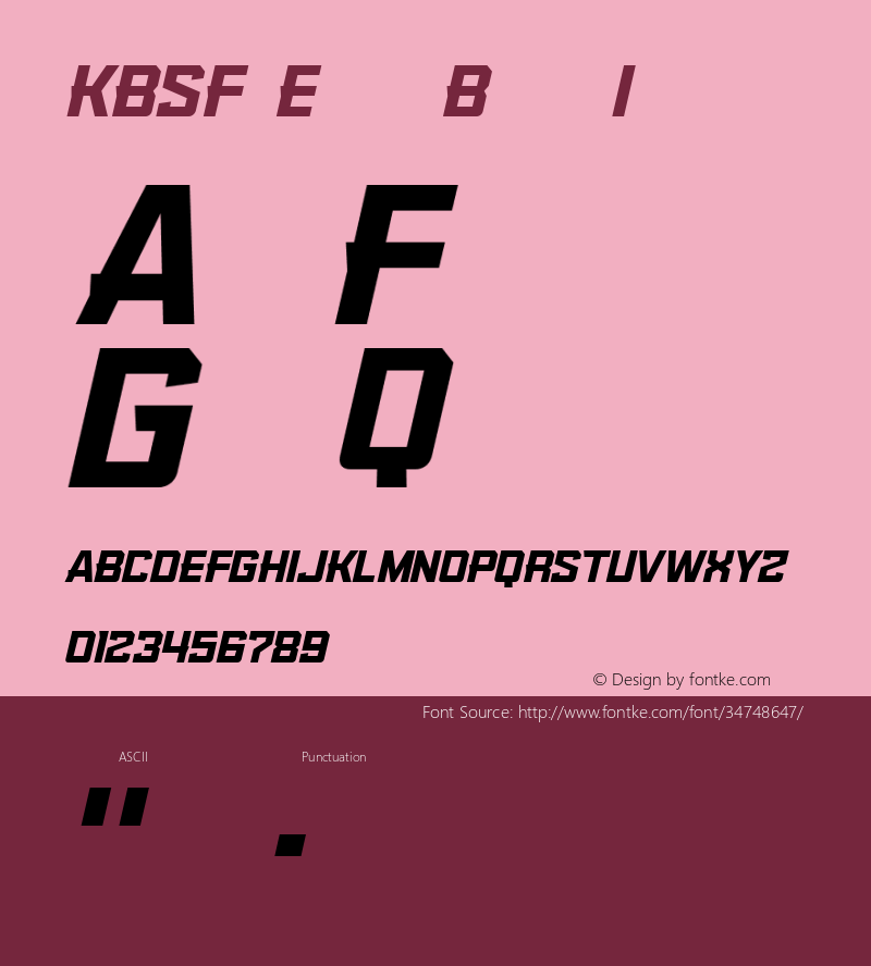 KBSF Edge Bold Italic Version 1.00 2014 Font Sample