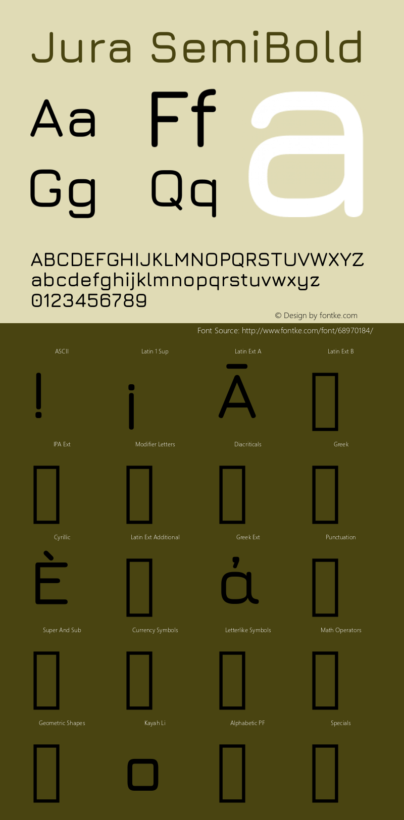 Jura SemiBold Version 5.104 Font Sample