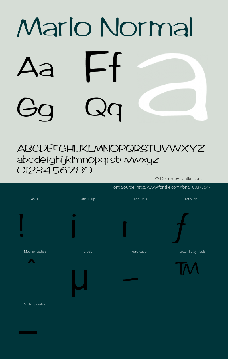 Marlo Normal Macromedia Fontographer 4.1 9/20/96 Font Sample