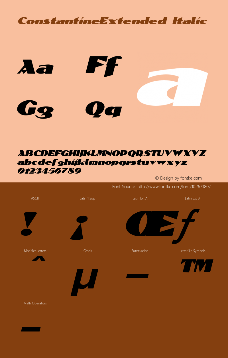 ConstantineExtended Italic 1.0/1995: 2.0/2001 Font Sample