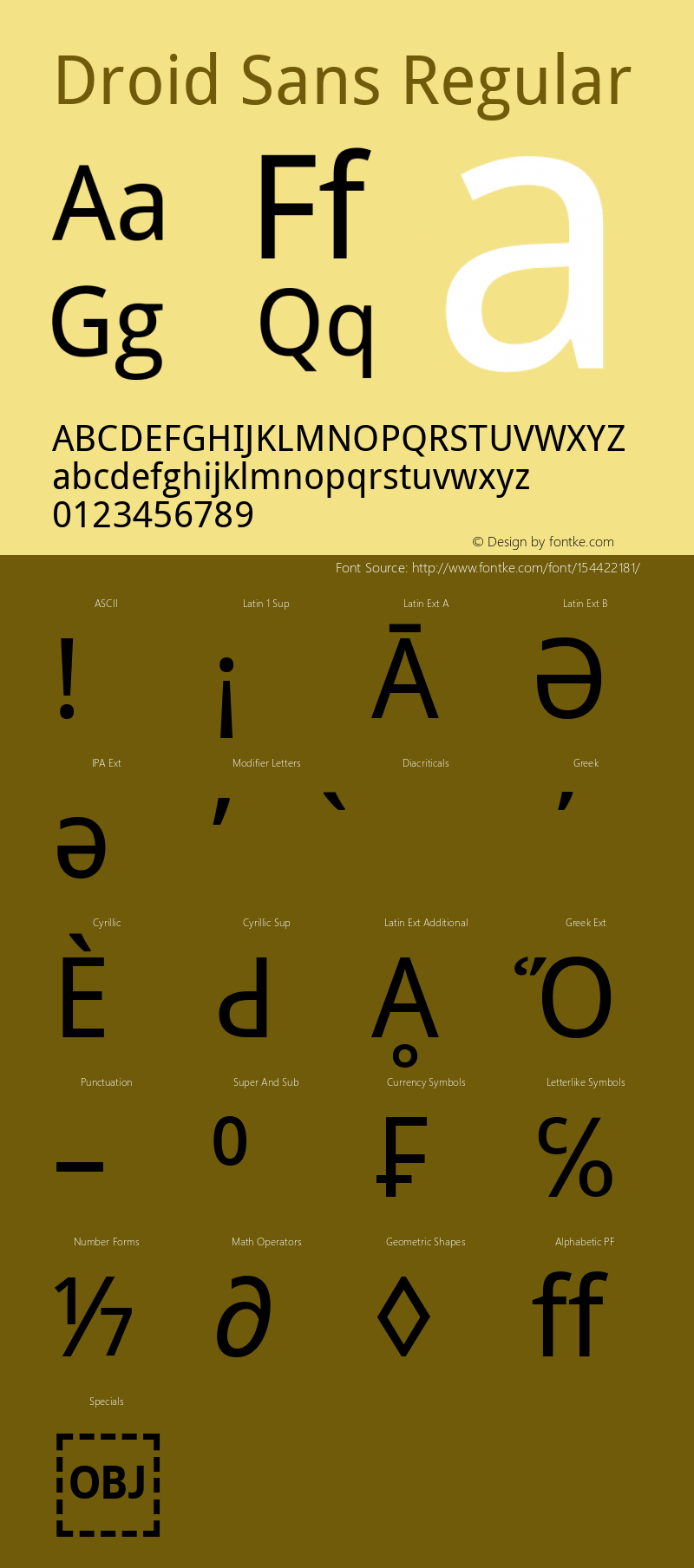 Droid Sans Version 1.16; ttfautohint (v1.8.3) Font Sample