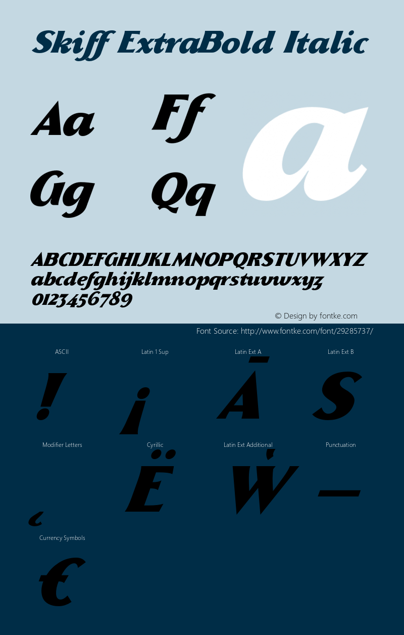 Skiff-ExtraBoldItalic Version 1.000 Font Sample