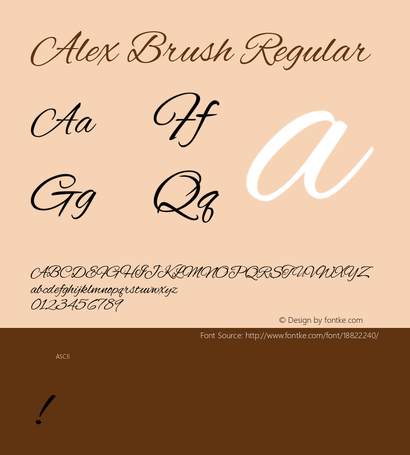 Alex Brush Regular Version 1.003; ttfautohint (v1.4.1) Font Sample