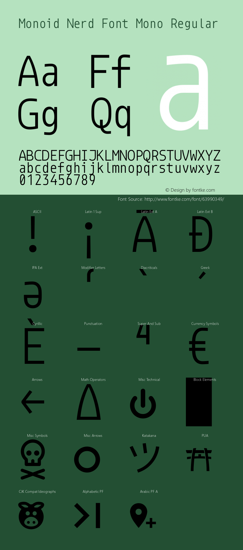 Monoid Regular Nerd Font Complete Mono Version 0.61;Nerd Fonts 2.0. Font Sample