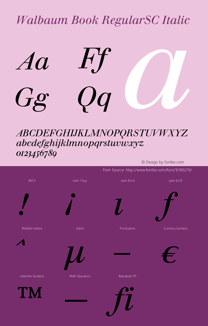 Walbaum Book RegularSC Italic OTF 1.0;PS 001.001;Core 1.0.22 Font Sample