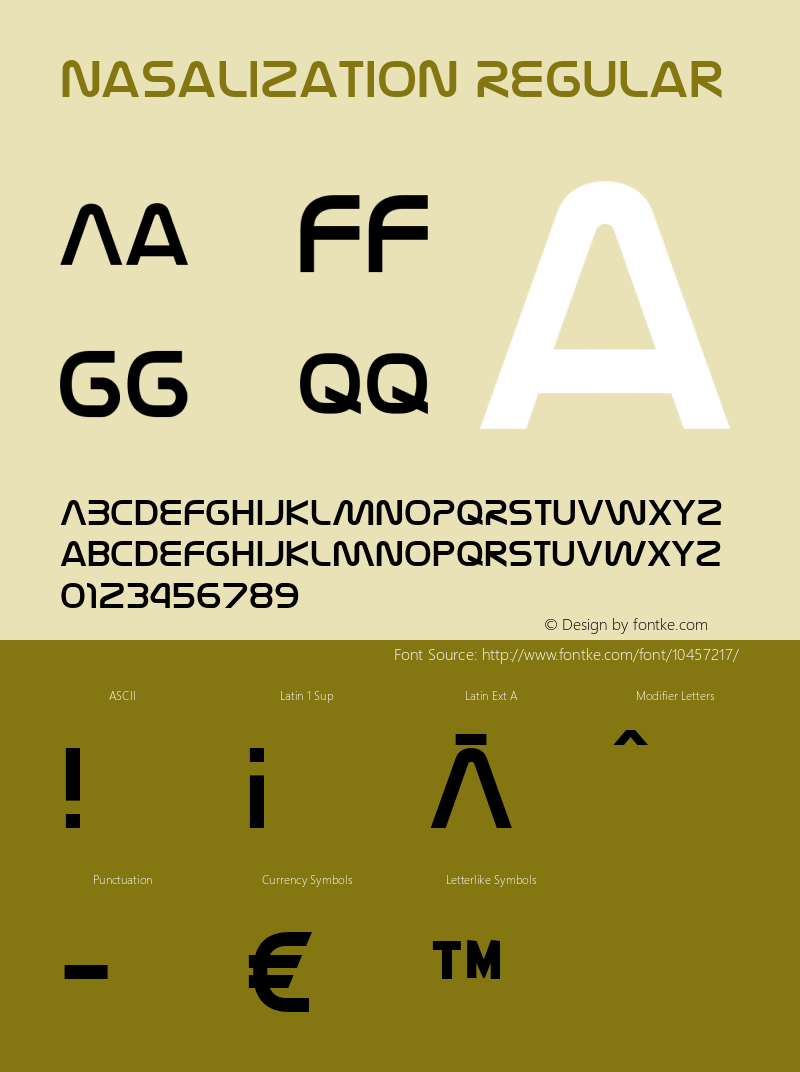 Nasalization Regular Version 3.100 2004 Font Sample