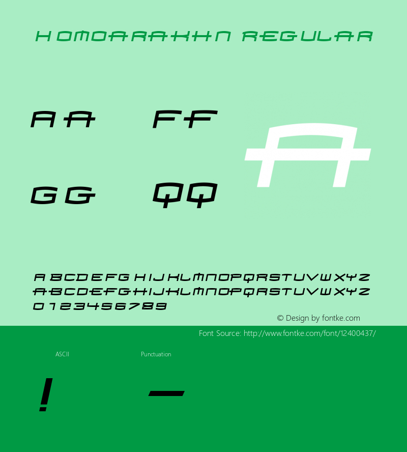 Homoarakhn Regular Macromedia Fontographer 4.1 7/25/97 Font Sample