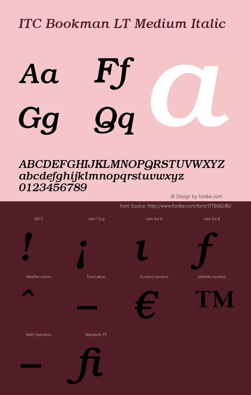 ITC Bookman LT Medium Italic 006.000图片样张