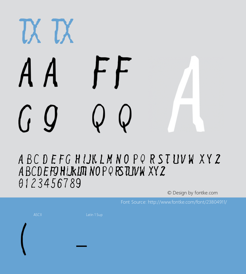 tx Version 1.00 June 18, 2006, initial release Font Sample