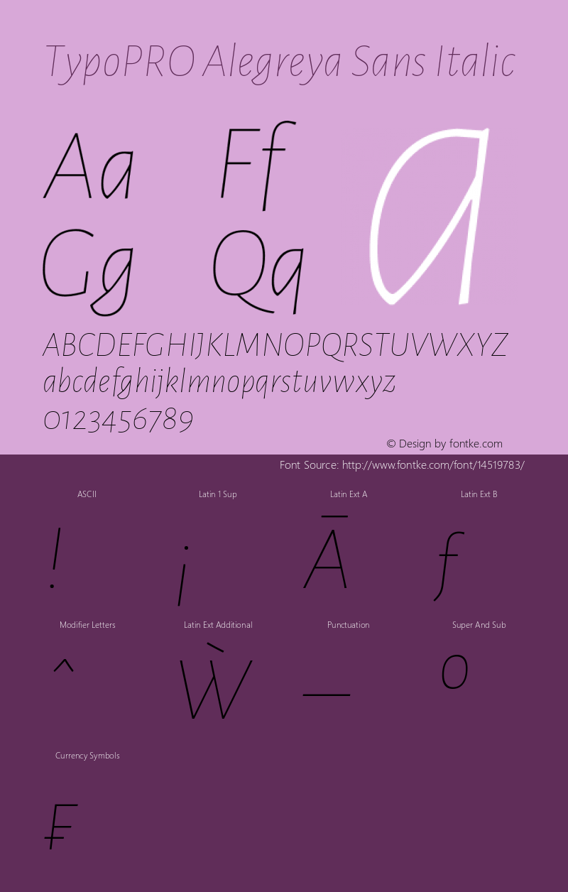 TypoPRO Alegreya Sans Italic Version 1.000;PS 001.000;hotconv 1.0.70;makeotf.lib2.5.58329 DEVELOPMENT Font Sample