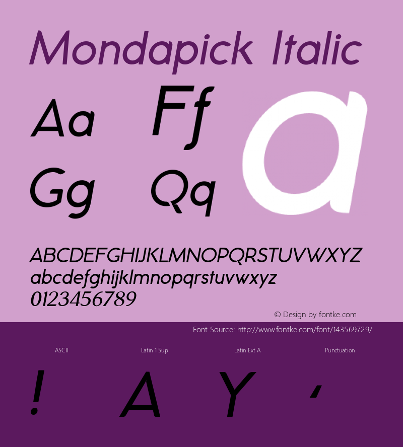 Mondapick Italic Version 1.005;Fontself Maker 3.5.4 Font Sample