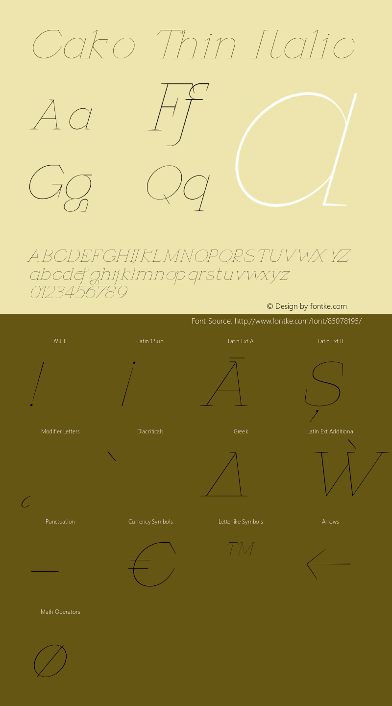 Cako Thin Italic Version 1.000 | B-MOD Font Sample