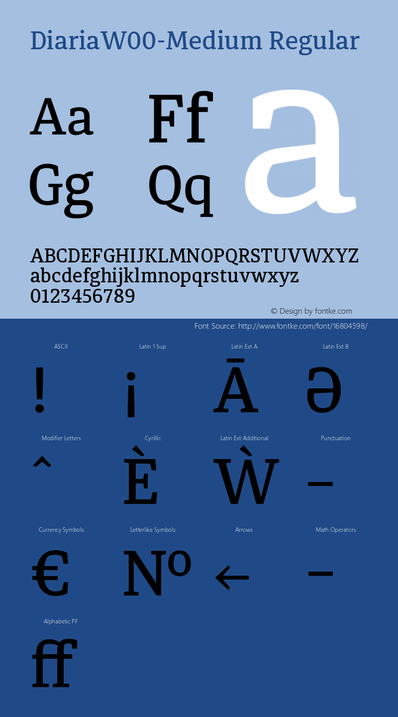 DiariaW00-Medium Regular Version 1.00 Font Sample