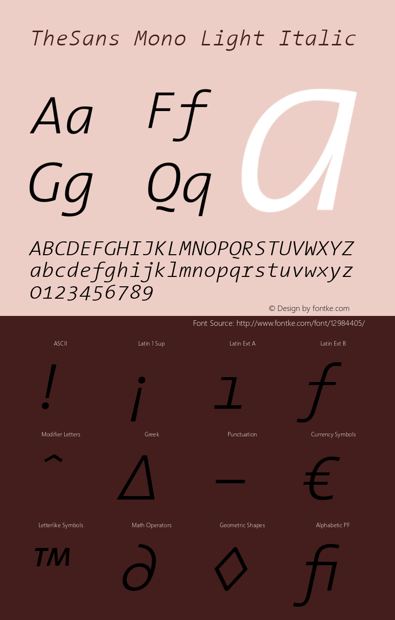 TheSans Mono Light Italic 001.000 Font Sample