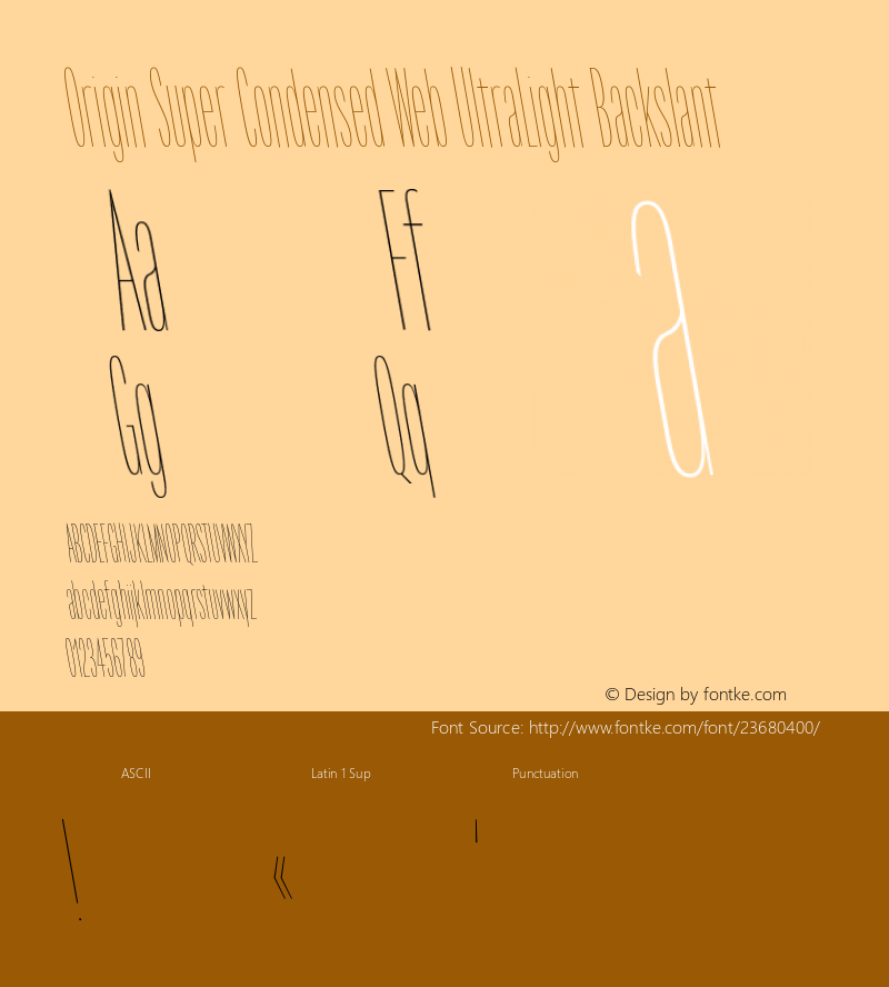 Origin Sup Cond Web ULt Italic Version 2.001;PS 2.1;hotconv 1.0.72;makeotf.lib2.5.5900; ttfautohint (v1.3.34-f4db) Font Sample