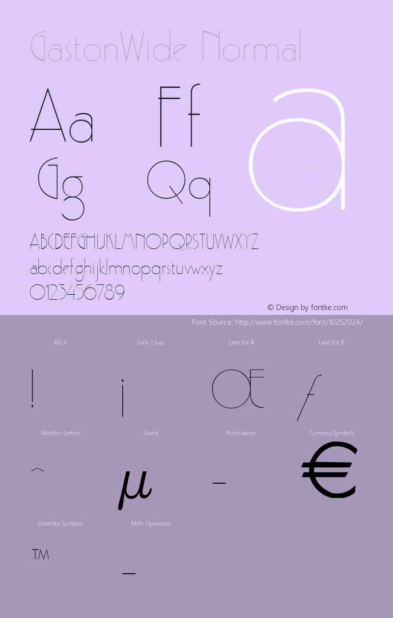 GastonWide Normal Altsys Fontographer 4.1 11/4/95 Font Sample