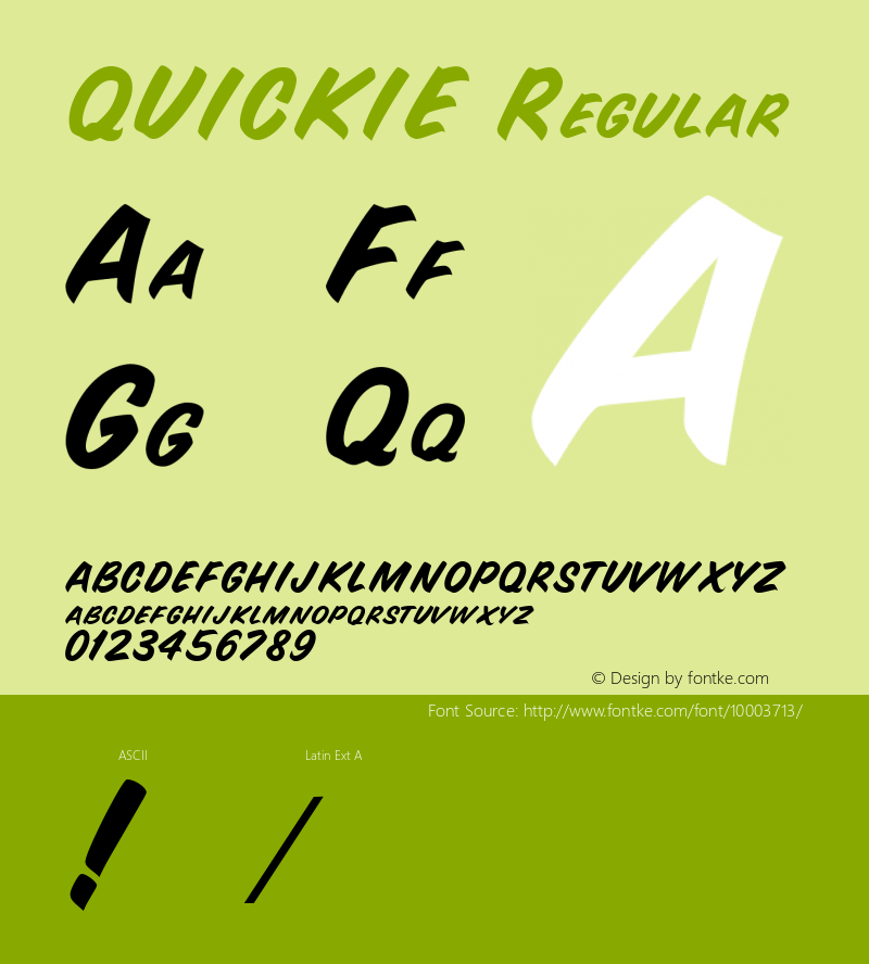 QUICKIE Regular Unknown Font Sample