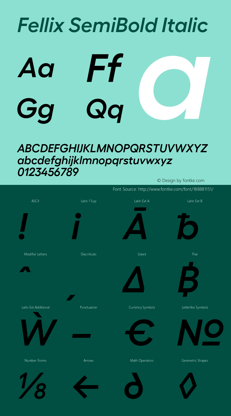 Fellix SemiBold Italic Version 3.000;FEAKit 1.0图片样张