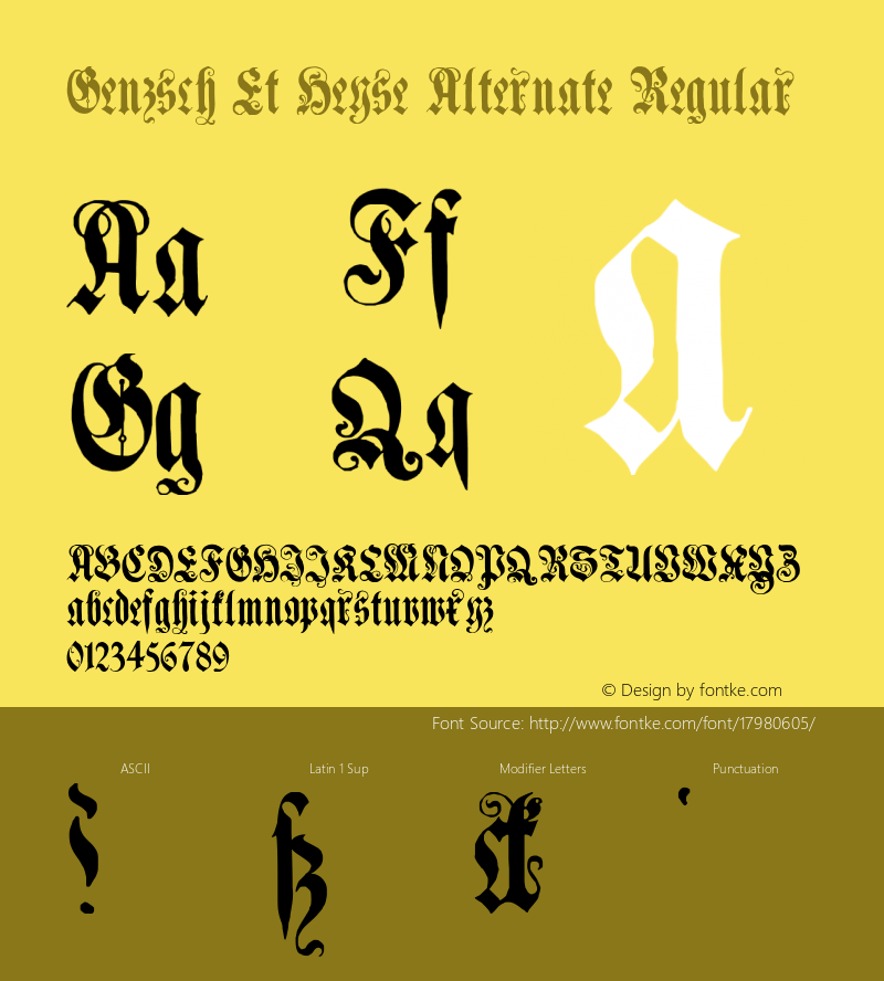 Genzsch Et Heyse Alternate Regular Version 1.0; 2002; initial release Font Sample