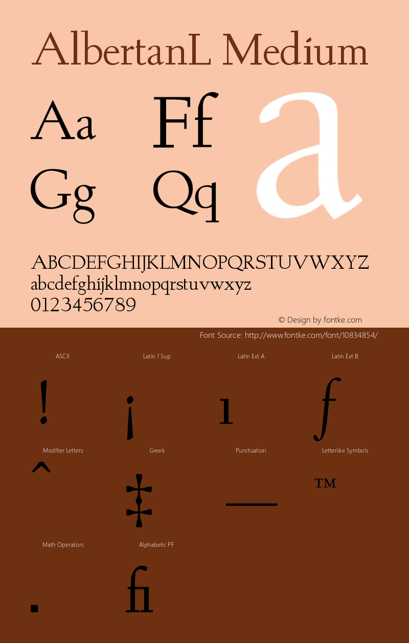 AlbertanL Medium Version 001.001 Font Sample