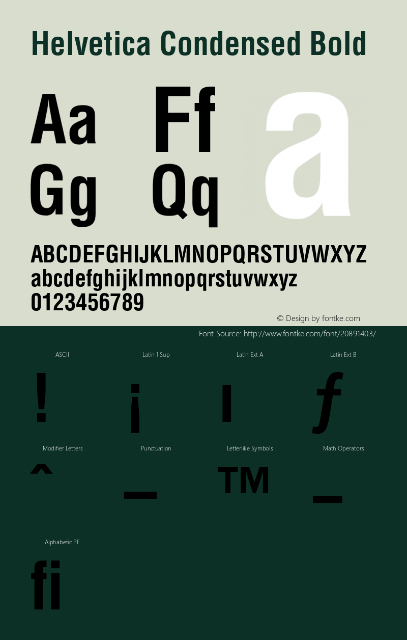 Helvetica-Condensed-Bold 001.003 Font Sample