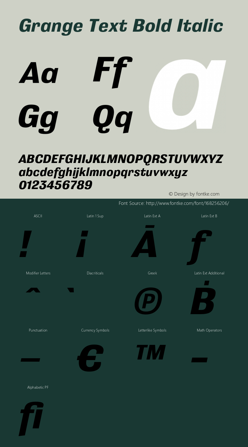 Grange Text Bold Italic Version 2.000;hotconv 1.0.109;makeotfexe 2.5.65596图片样张