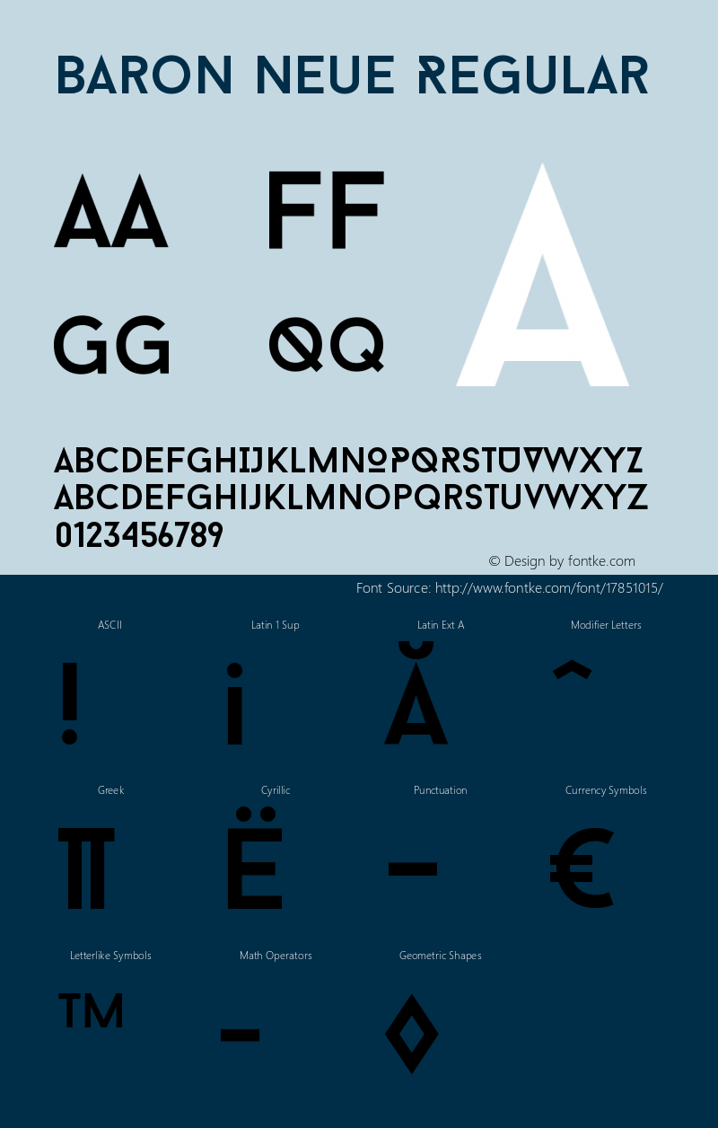 Baron Neue Regular Version 1.000 Font Sample