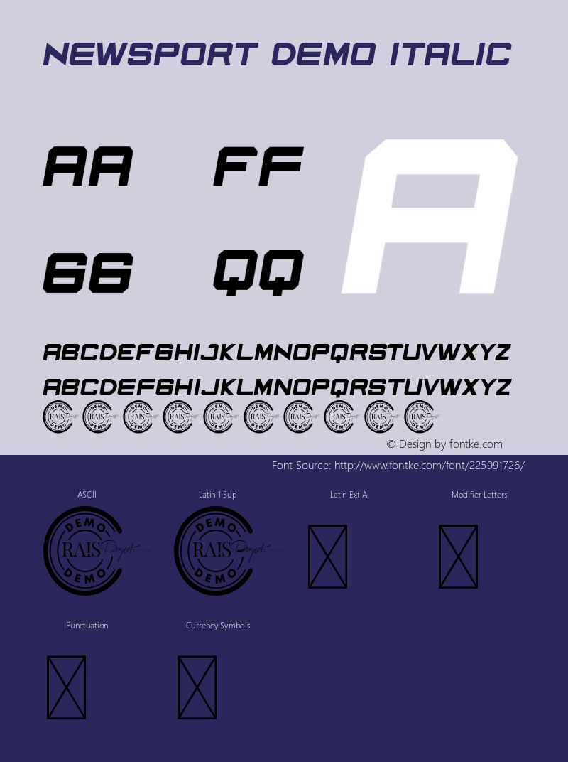 Newsport Demo Italic Version 1.003;Fontself Maker 3.5.4图片样张