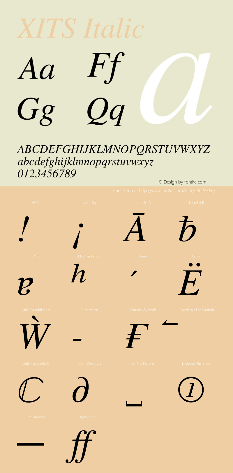 XITS Italic Version $version Font Sample