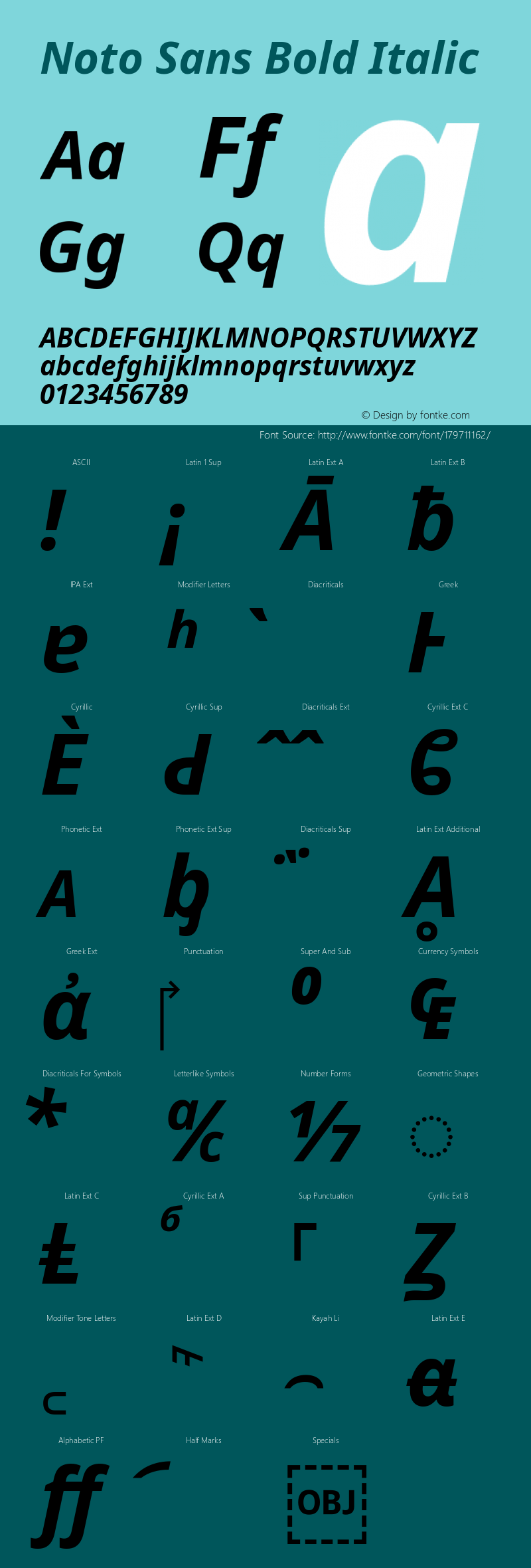 Noto Sans Bold Italic Version 2.001; ttfautohint (v1.8.2)图片样张