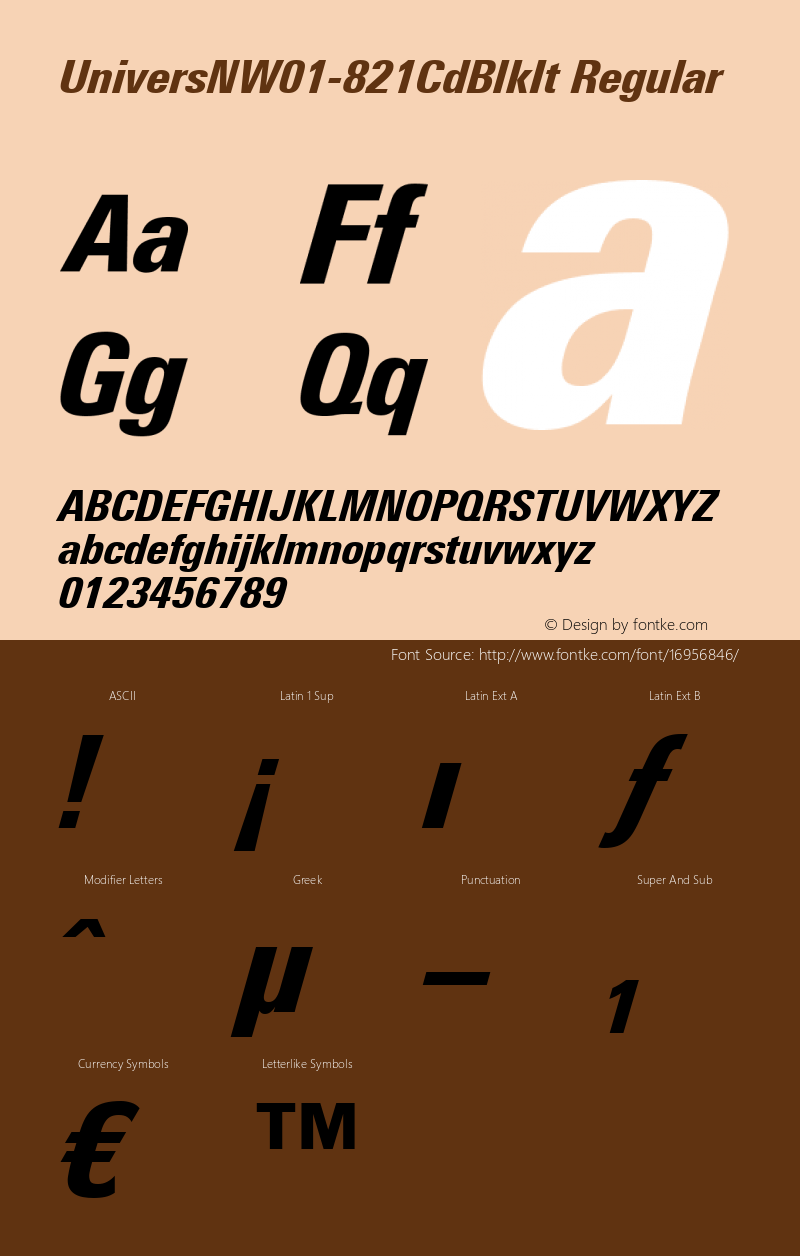 UniversNW01-821CdBlkIt Regular Version 1.1 Font Sample