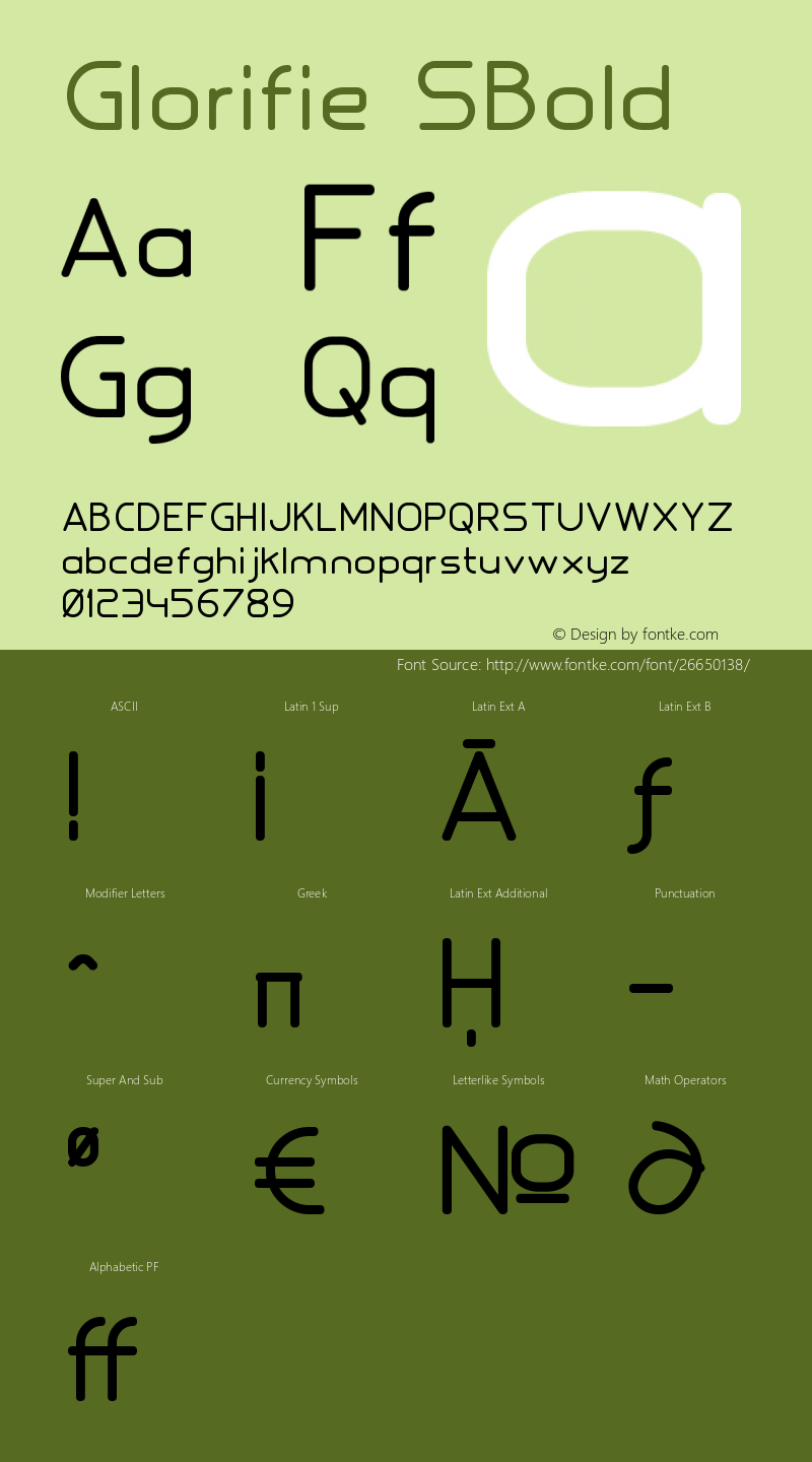 Glorifie-SBold Version 1.000 Font Sample