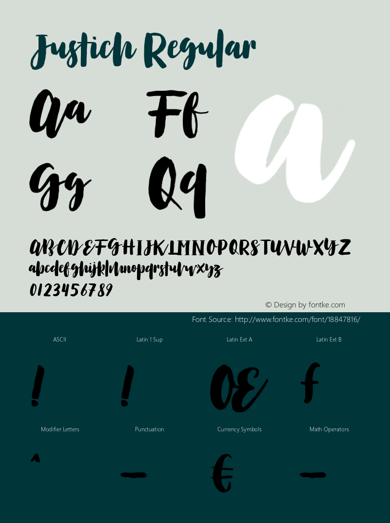 Justich Regular Version 1.000 Font Sample