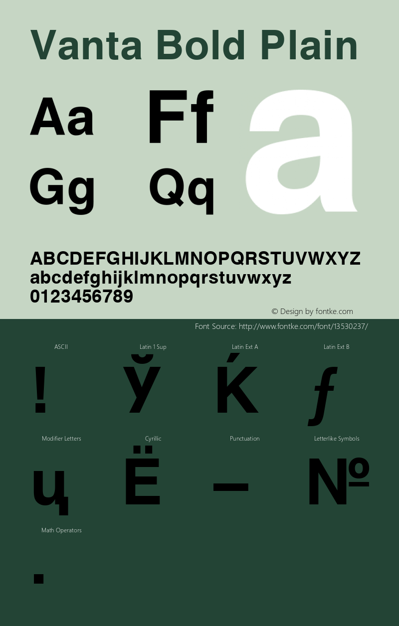 Vanta Bold Plain 001.001 Font Sample