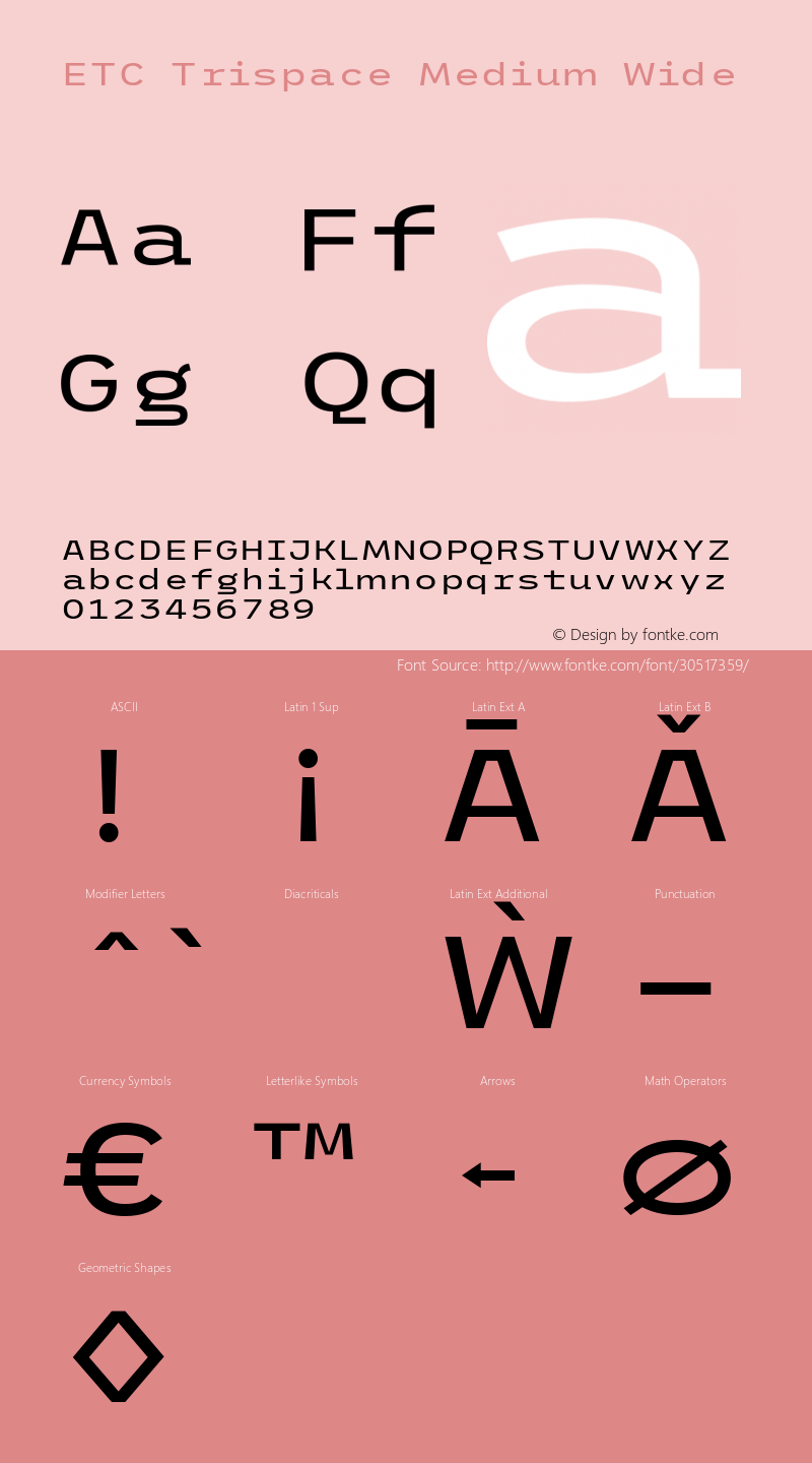 ETC Trispace Medium Wide Version 1.400 Font Sample