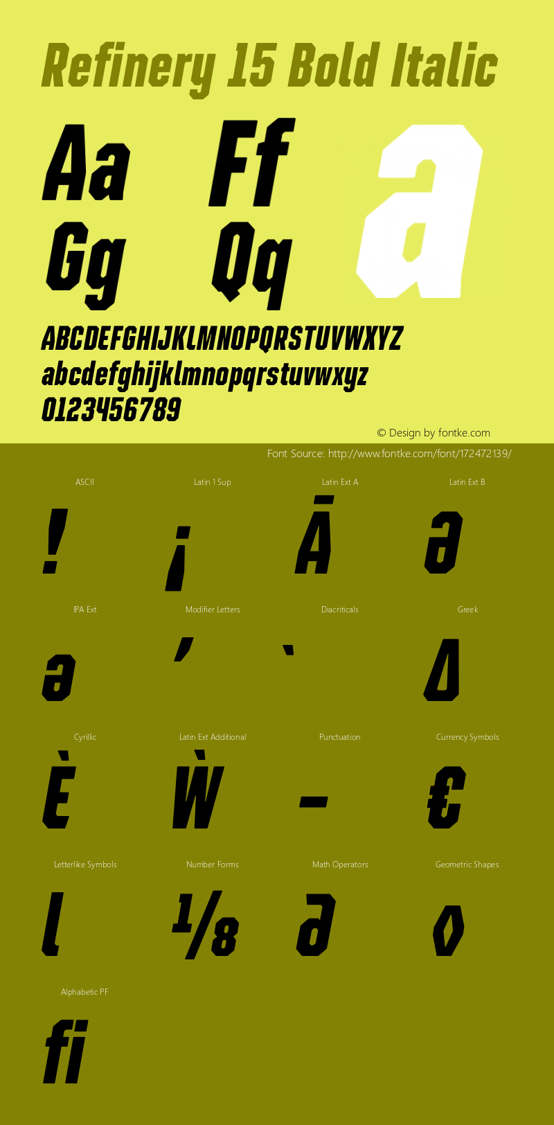 Refinery 15 Bold Italic Version 1.000;hotconv 1.0.109;makeotfexe 2.5.65596图片样张