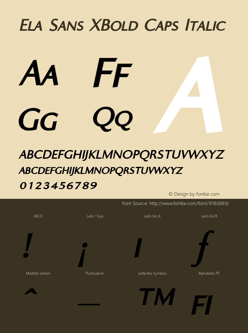 Ela Sans XBold Caps Italic PDF Extract Font Sample