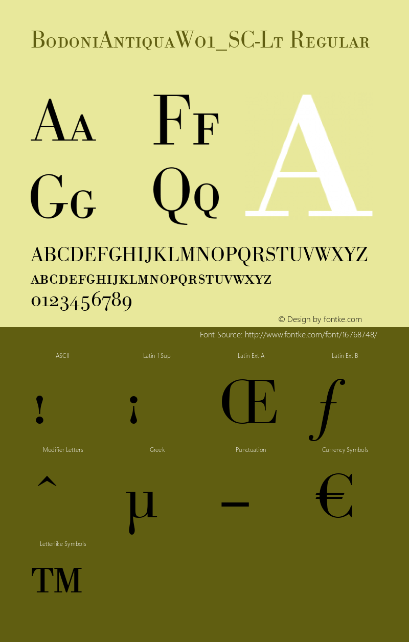 BodoniAntiquaW01_SC-Lt Regular Version 1.00 Font Sample