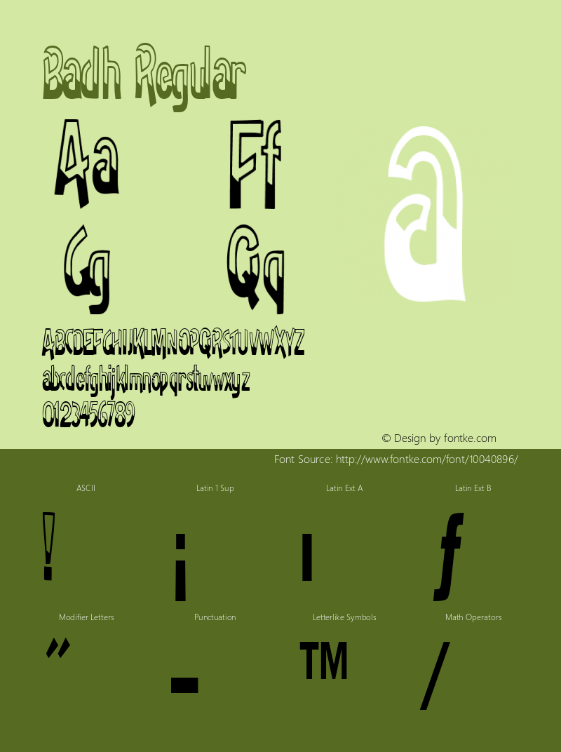 Badh Regular Altsys Metamorphosis:11/13/94 Font Sample