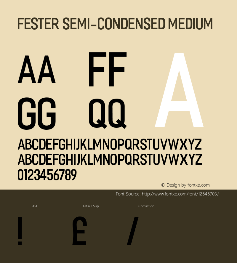 Fester Semi-condensed Medium 1.000 Font Sample