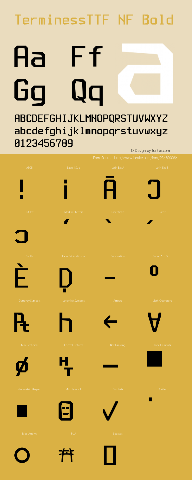 Terminess (TTF) Bold Nerd Font Complete Mono Windows Compatible Version 4.40.1;Nerd Fonts 1. Font Sample